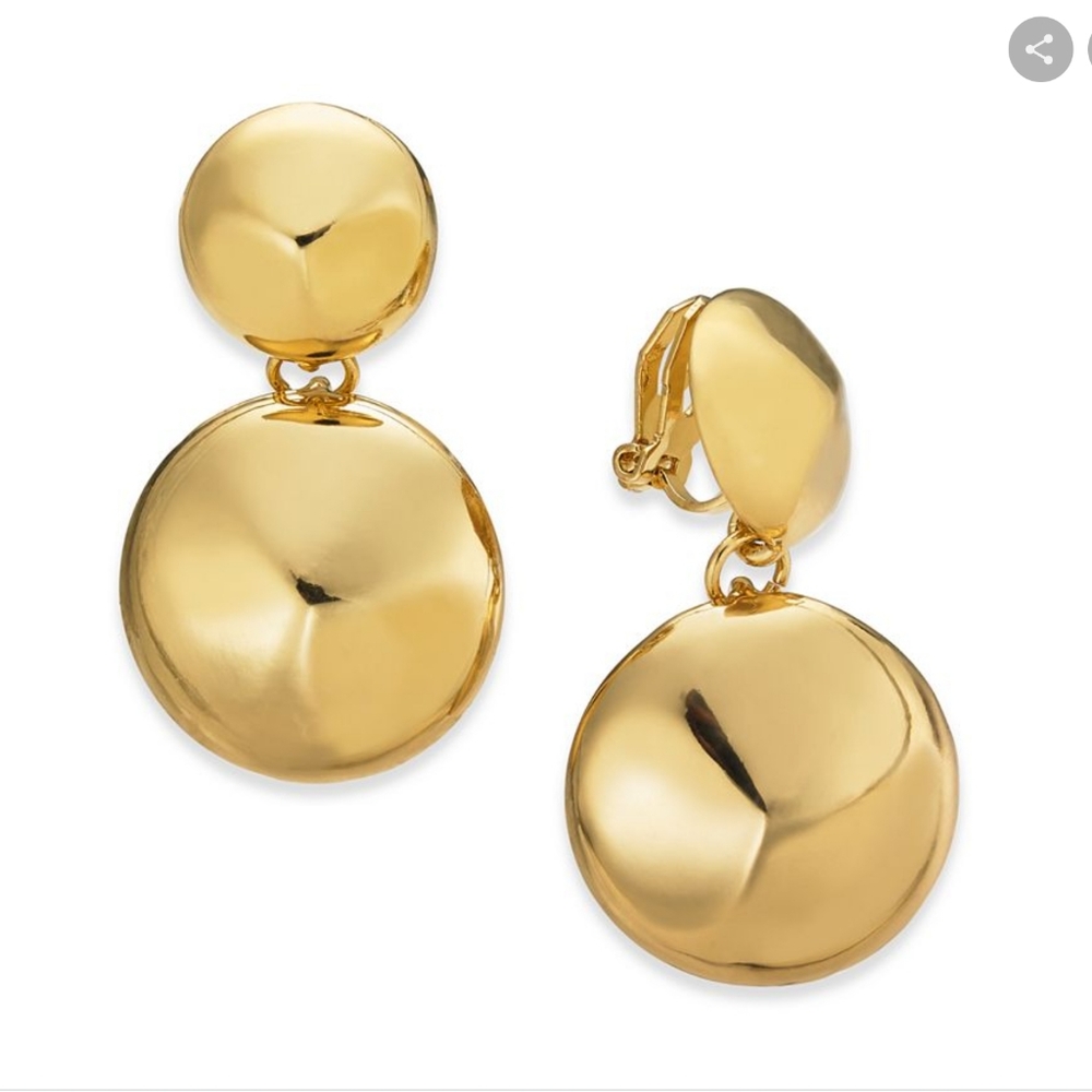 Charter Club Cushion clip gold circle earrings
